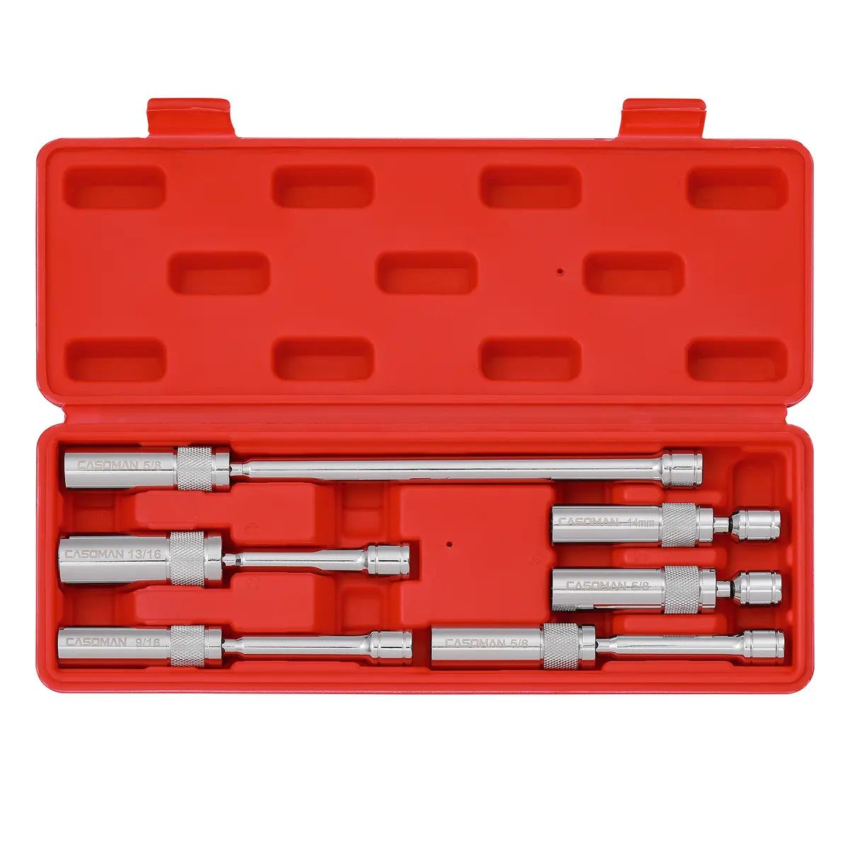 6-Piece Magnetic Spark Plug Socket Set – 3/8" Drive, 9/16", 5/8", 13/16" & 14mm, CR-V Steel