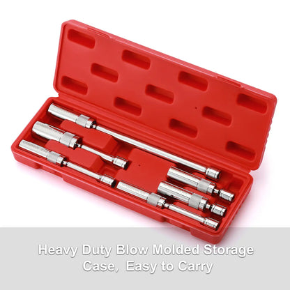6-Piece Magnetic Spark Plug Socket Set – 3/8" Drive, 9/16", 5/8", 13/16" & 14mm, CR-V Steel